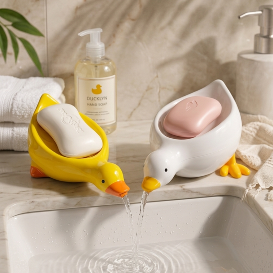 Duck Shape Soap Holder with Drain Tray | Self Draining Soap Dish for Bathroom